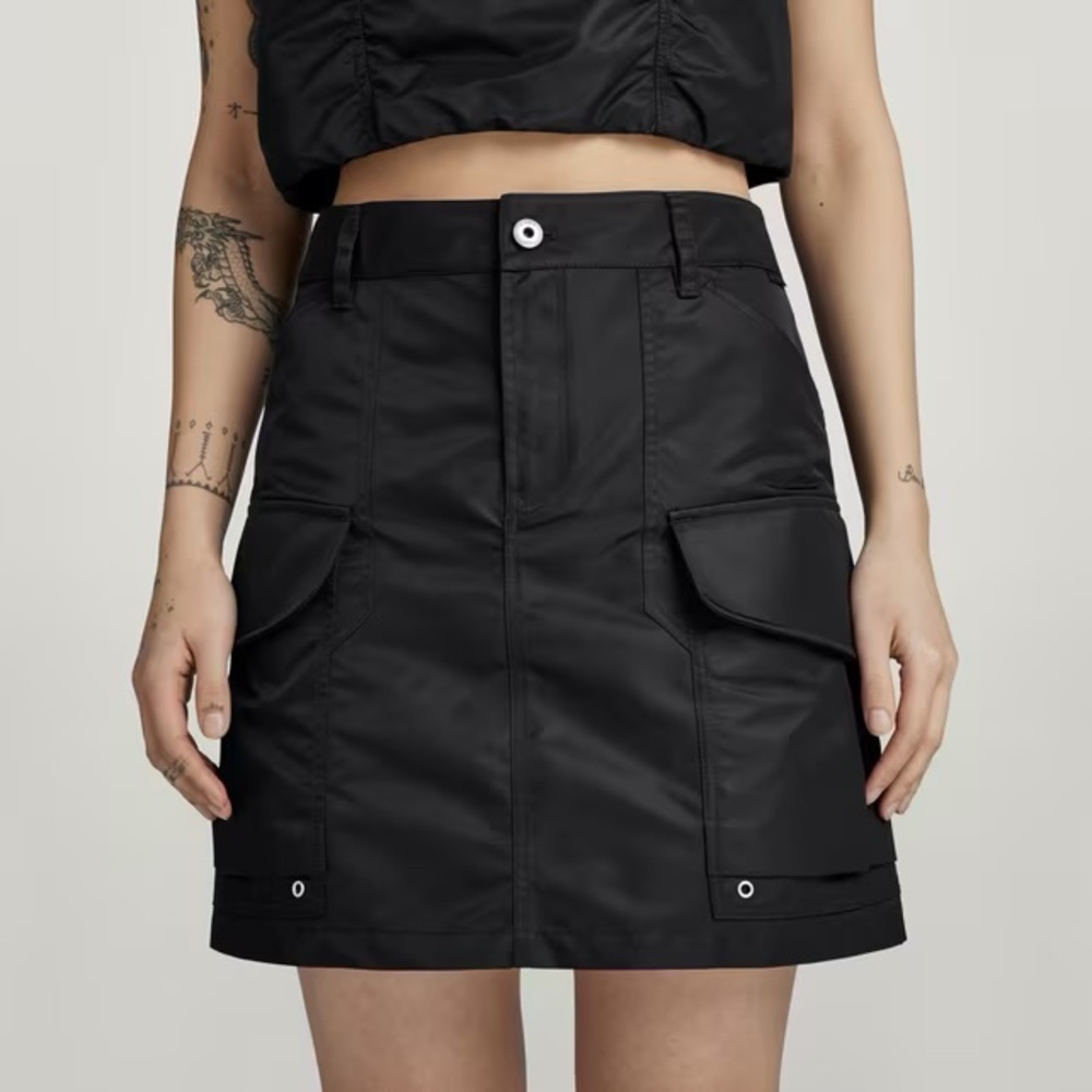 G-Star RAW Cargo Mini Skirt Black Nylon Utility Tactical Size 26 (XS) NWT